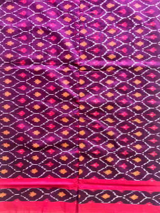 Pochampally Ikkat Mercerised Cotton Saree in Violet with Diamond Patterns