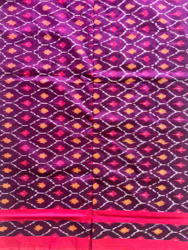 Pochampally Ikkat Mercerised Cotton Saree in Violet with Diamond Patterns