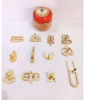DvR ClicK Tilak Stamp Brass With Chandan Box ( Pack of 13 )