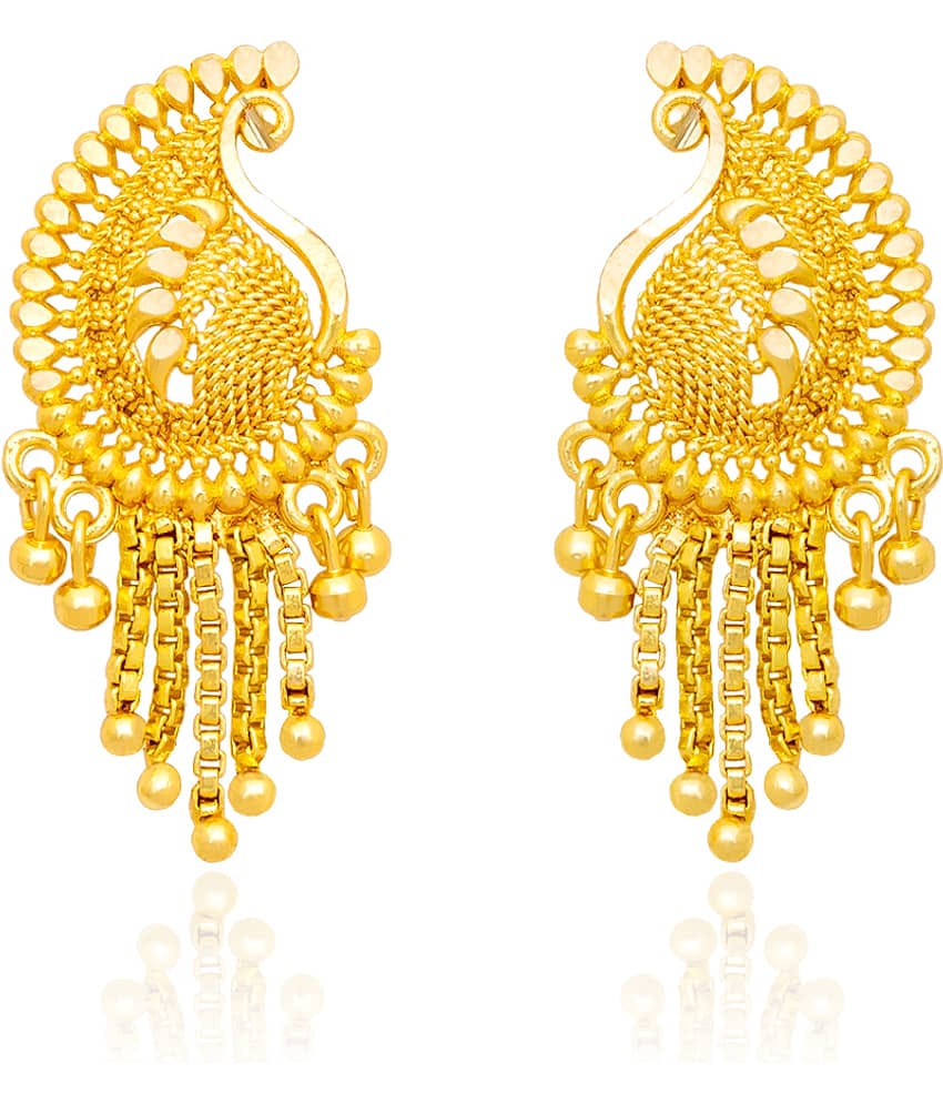 LUV FASHION Golden Stud Earrings ( Pack of 1 )