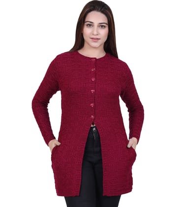 Varenyam Acrylic Purple Buttoned Cardigans - Single