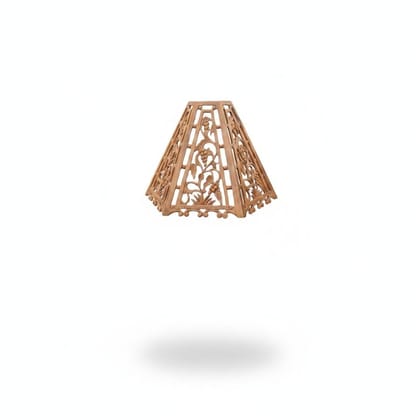 Hand-Carved Wooden Floor Lamp with Intricate Vine Detail