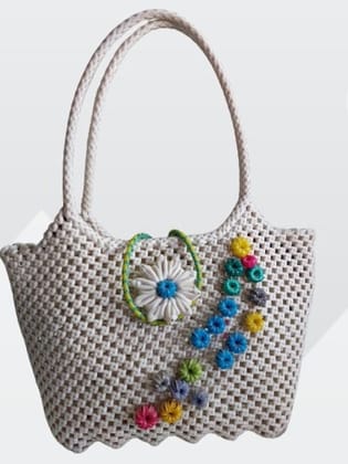 Handmade Plastic Wire Bag ( White)