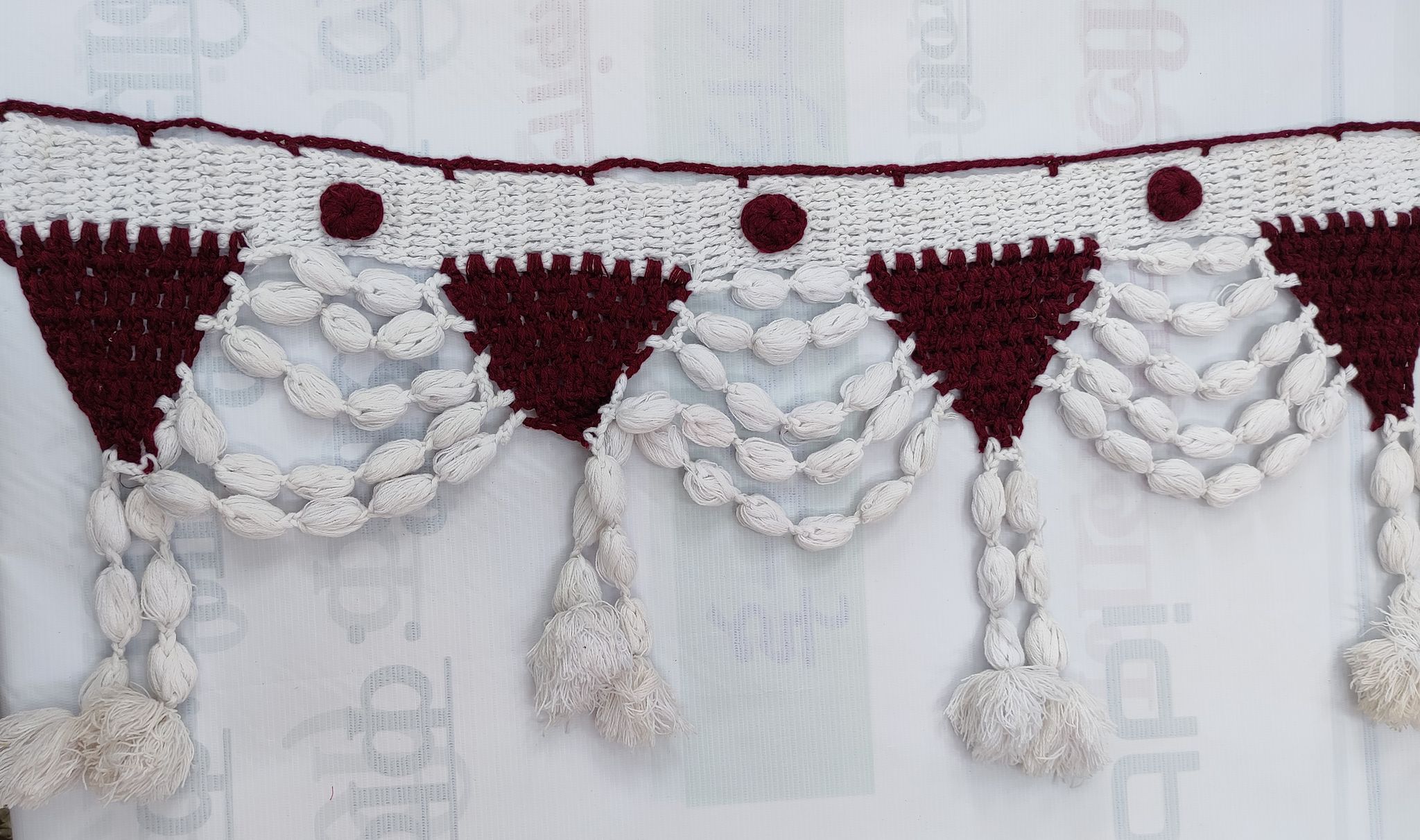 Door Gate For Home Decoration Made With Wool, Handmade (Red,White)