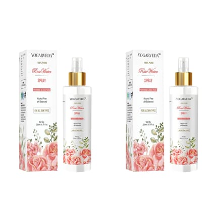YOGARVEDA 100% Pure Rose Water Spray 2*200 ml | Alcohol-Free | pH Balanced Men & Women (400 ml) YOGARVEDA 100% Pure Rose Water Spray 2*200 ml | Alcohol-Free | pH Balanced Men & Women (400 ml)
