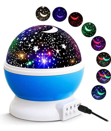 Geeta times Star Master Rotating 360 Degree Moon Night Light Lamp Projector With Colors And Usb Cable,Lamp For Kids Room Night Bulb (Multi Color,Pack Of 1, Random,Crystal)
