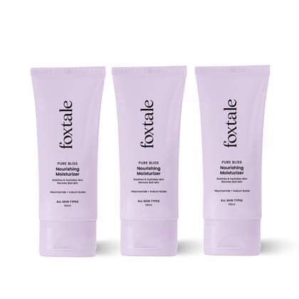 Foxtale Nourishing Ceramide Face Moisturizer - (Pack of 3) with Niacinamide for 100 Hr Hydration, Lightweight & Non-Sticky, For Soft & Glowing Skin, Men & Women, All Skin Types, 50 ml Foxtale Nourishing Ceramide Face Moisturizer - (Pack of 3) with Niacin