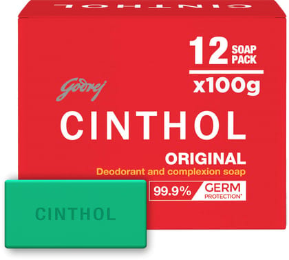 Cinthol Original Soap, 100g (Pack of 12) | Germ Protection | Soaps For Bath | Grade 1 Soap | For All Skin Types Cinthol Original Soap, 100g (Pack of 12) | Germ Protection | Soaps For Bath | Grade 1 Soap | For All Skin Types - 100 g (Pack of 5)