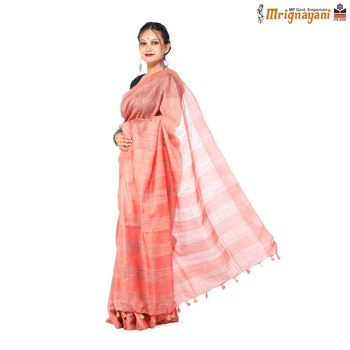 HANDLOOM COTTON LINEN SAREE WITH BLOUSE (SKU - 1SCZ02210522, SAREE-1133)