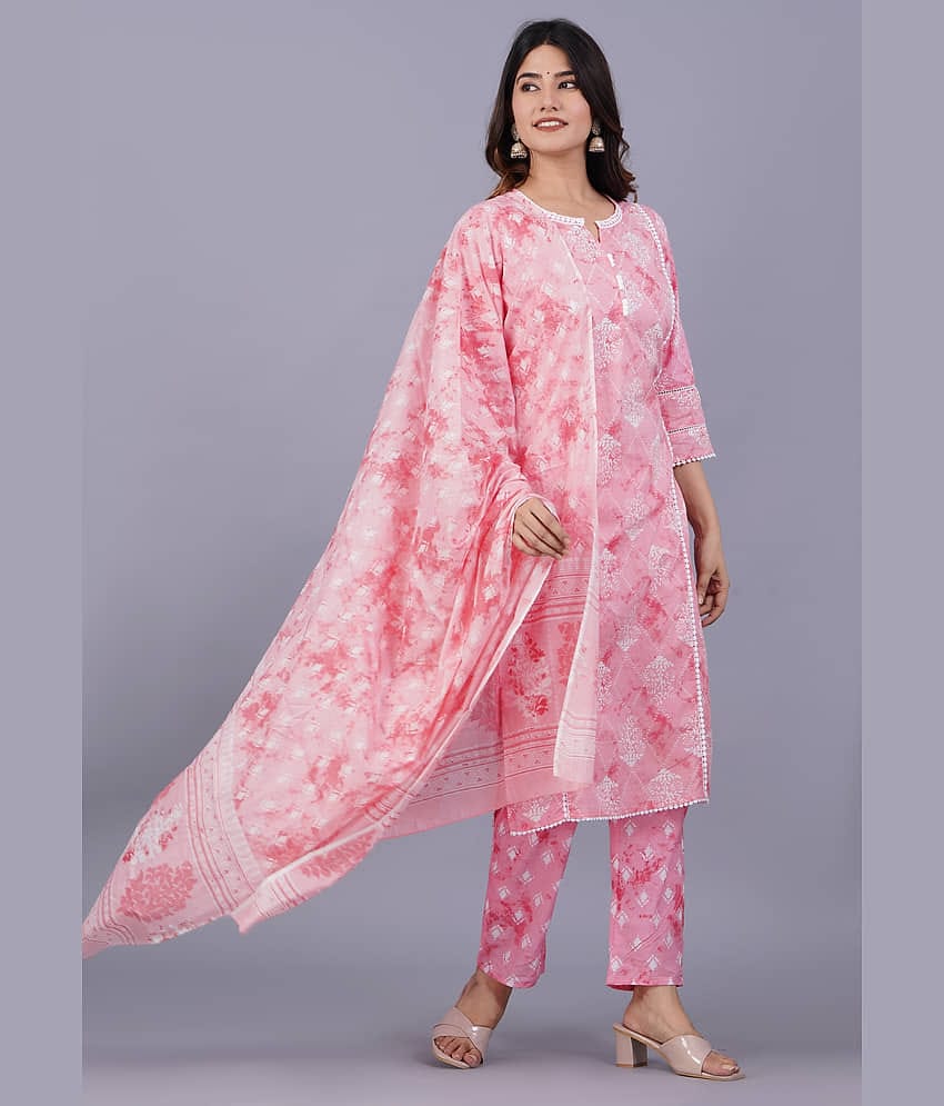 Doriya - Pink Straight Cotton Blend Women's Stitched Salwar Suit ( Pack of 1 )