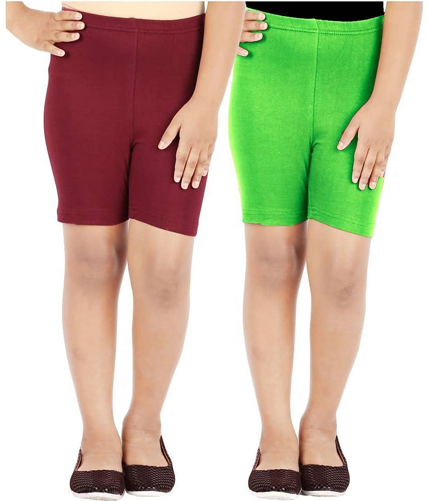 LULA Pack of 2 Girls Cotton Blend Cycling Shorts ( Multicolor )