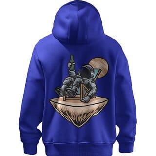 BULL CLOTHING Astronaut Chilling Graphic Dark Blue Hoodie  60 Cotton 40 Poly  280 GSM  Unisex Casual Sweatshirt (S)
