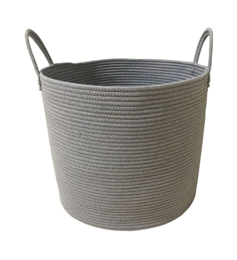 Generic Cotton Pack Of_1 12x14 Inch Laundry Storage Basket For Clothes (Grey)-PID66430
