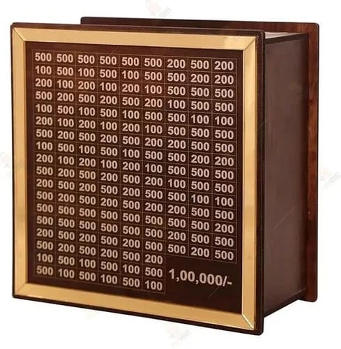 Wooden Money Saving Box for Kids & Adults | Lockable Piggy Bank | 1 Lakh Capacity