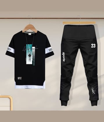Lieo Trend Black Cotton Blend Regular Fit Men's Tracksuit ( Pack of 1 )