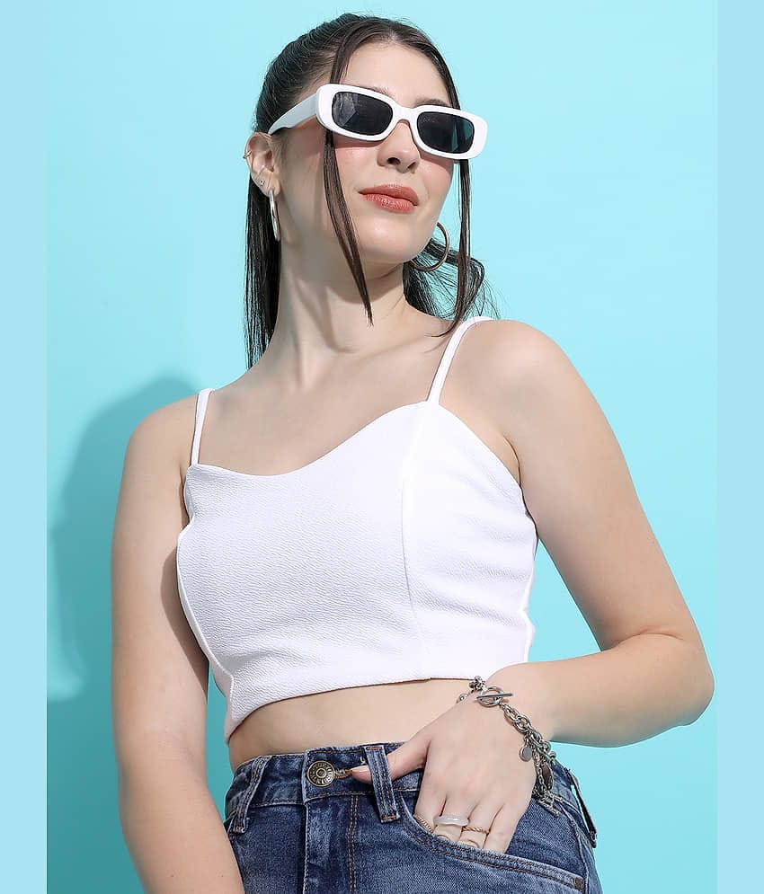 Tokyo Talkies Women's Polyester Regular Top ( White )