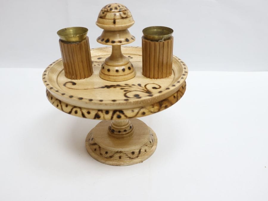 Wooden made agarbatti & candle stand