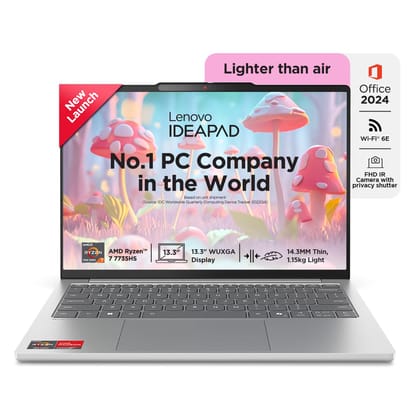 Lenovo IdeaPad Slim 5 Ryzen 7 7735HS (16GB RAM/512GB SSD/Integrated AMD Radeon 680M Graphics/WUXGA IPS Display/13.3" (33.7cm)/Windows 11/Office Home 2024/Backlit KB/Grey/1.15Kg), 83J2000HIN Laptop Lenovo IdeaPad Slim 5 Ryzen 7 7735HS (16GB RAM/512GB SSD/