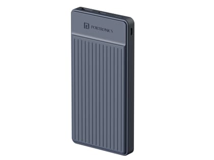 Portronics Luxcell B12 with Micro & Type C input USB Output Port, Micro & Type C Input Port,  LED Battery Indicator, Compact and Lightweight - Gray