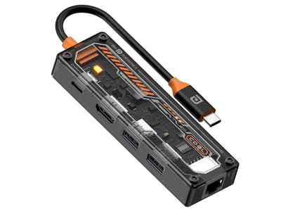 Portronics MPort View One 5-IN-1,Type-C Plug, Type-C PD,3.0,HDMI, 2.0,RJ45 Ethernet, Transparent Case Portronics MPort View One 5-IN-1,Type-C Plug, Type-C PD,3.0,HDMI, 2.0,RJ45 Ethernet, Transparent Case
