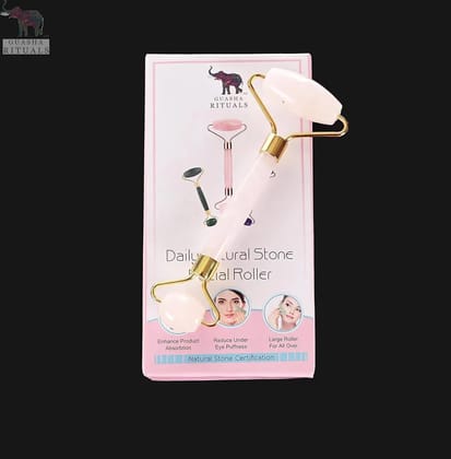 Natural Certified Rose Quartz Facial Roller and Gua Sha Set for Spa Massage