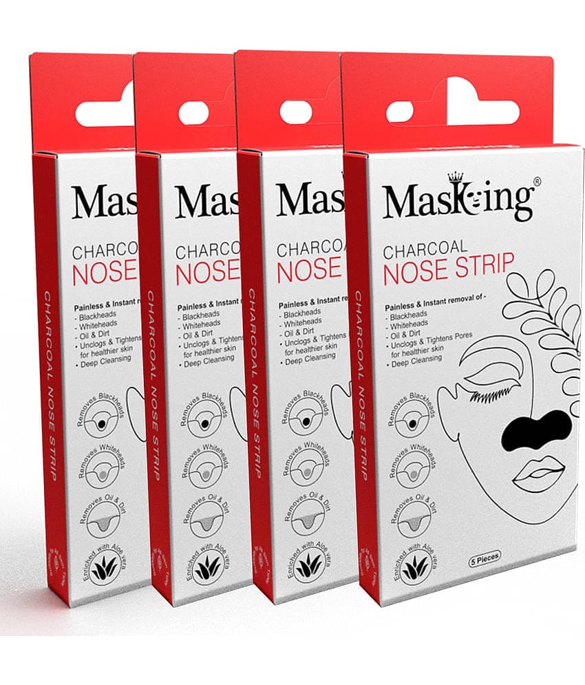 Masking Charcoal Nose Strip - Blackhead  Removal Nose Strip (20 Strips) Cleanser 100 mL Pack of 4