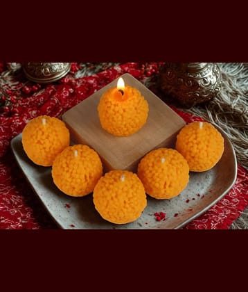 Shraddha Creation Orange Sandalwood Votive Candle 3.7 cm ( Pack of 6 )