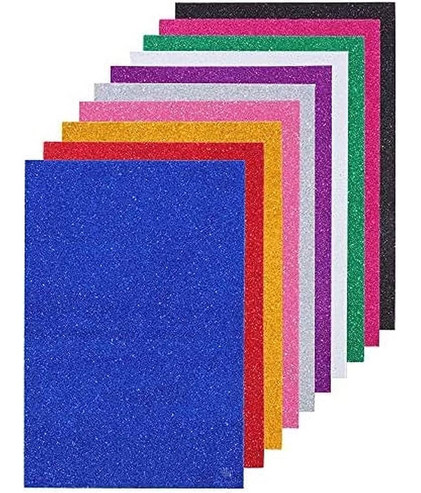 ECLET A4 non adhesive Glitter Foam Sheet Sparkles 2 mm Thick 10 Different Color, for Art & Craft