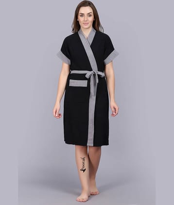 Poorak Black Free Size Bathrobe ( Pack of 1 )