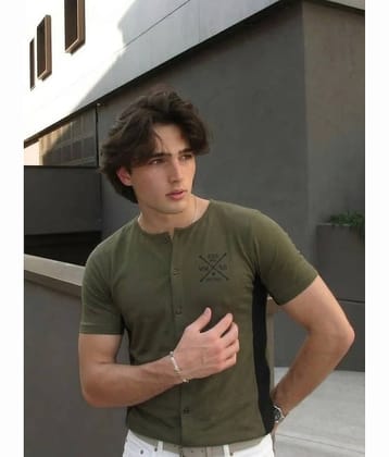 Rigo Men Cotton Regular Fit Printed Polo T Shirt ( Green )