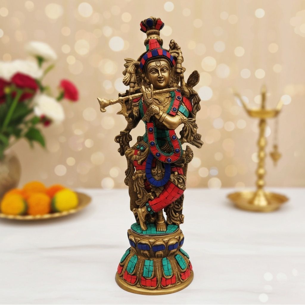 Brass Showpiece Krishna Statue (BSMAS519)