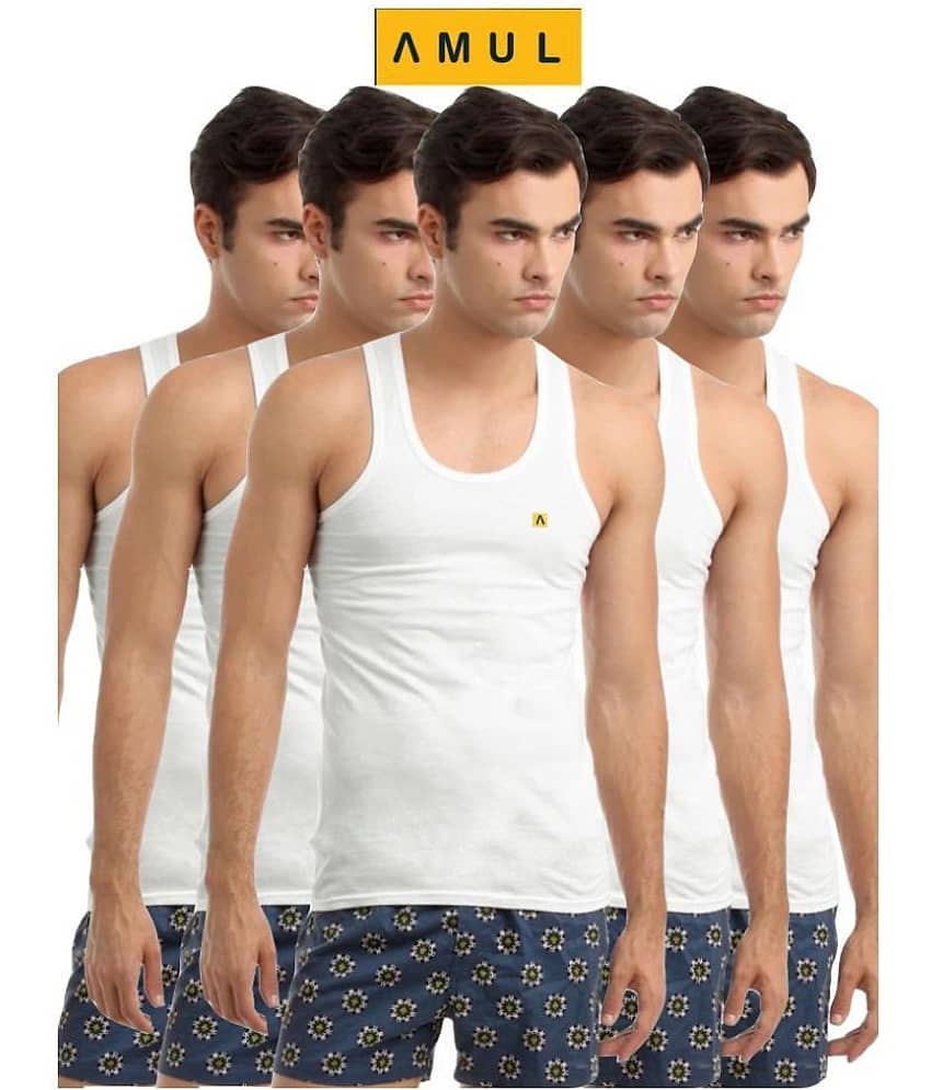 Macho White Sleeveless Vests Pack of 5