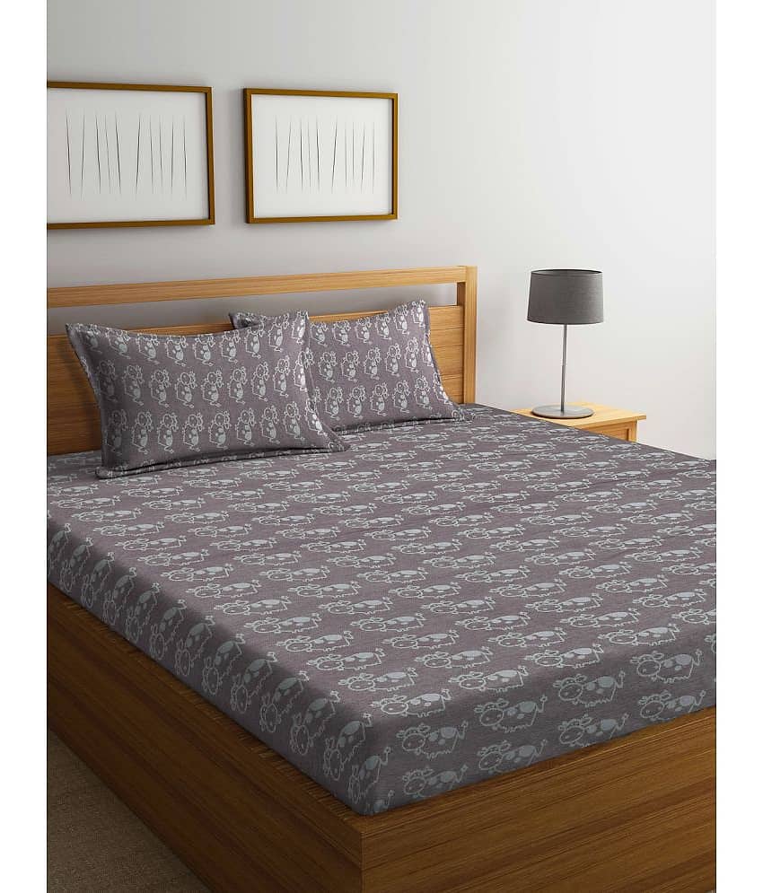 Klotthe Cotton 1 Double King Bedsheet with 2 Pillow Covers ( Brown )
