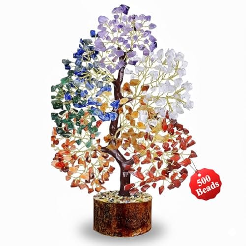 JD FRESH 500 Beads 7 Chakra Crystal Tree/Good Luck and Positive Energy/Feng Shui Vastu Showpiece Gift for Home