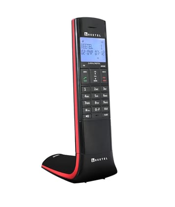 Beetel X95 Flagship Designer Expandable Cordless Landline Phone,Proudly Designed in India,2.4Ghz,Dual Tone,Blue-White LCD,2-Way Speaker Phone,Ringer & Volume Control,Auto Answer,Alarm(X95)(Black/Red)