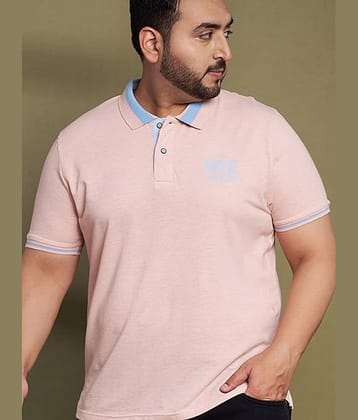 AUSTIVO Men Cotton Blend Regular Fit Solid Polo T Shirt ( Light Pink )