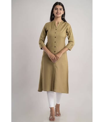 MAUKA - Khaki Rayon Women's Front Slit Kurti ( Pack of 1 )