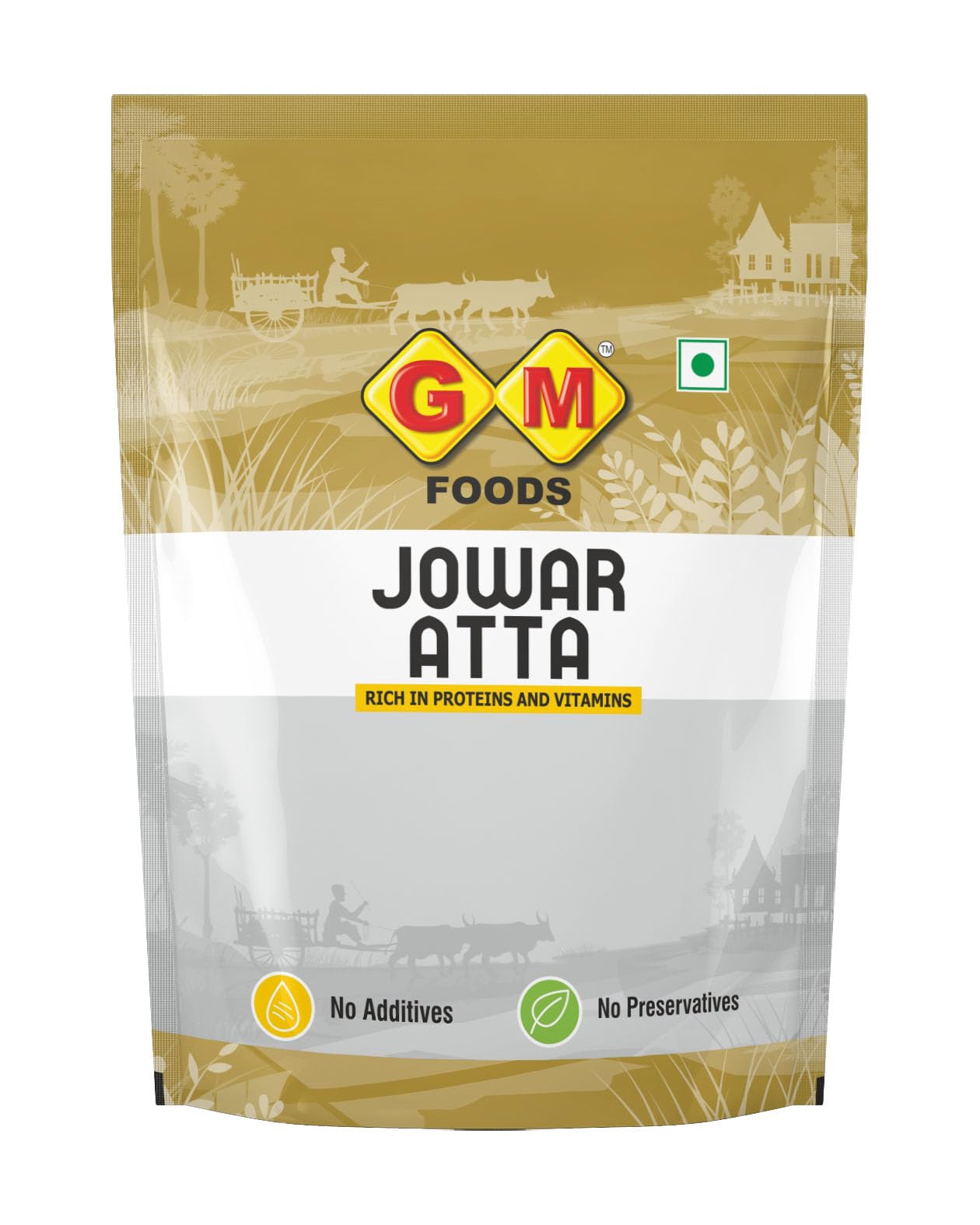 GM Foods Jowar Atta 500g | Millet Flour Rich in Protein & Fiber | No Additives or Preservatives | Ideal for Healthy Rotis, Baking, Cooking & Weight Management | Natural