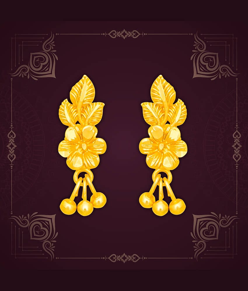 LUV FASHION Golden Drop Earrings ( Pack of 1 )