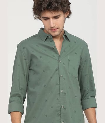 Ketch 100% Cotton Slim Fit Printed Full Sleeves Men's Casual Shirt - Green ( Pack of 1 )