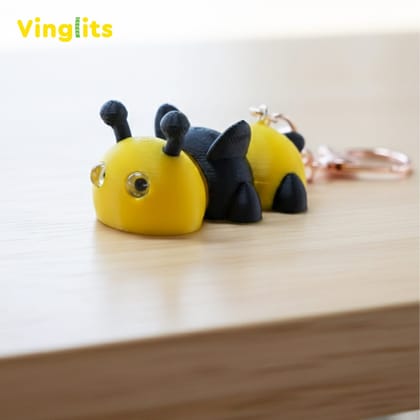 Vinglits Bugsy & Scaly 3D Printed Keychains – Articulated Animal Toys, Pocket-Friendly Keyrings, Stress Relief Desk Toys for Kids & Adults, Collectible Accessories (Bee - Beebop, Medium)