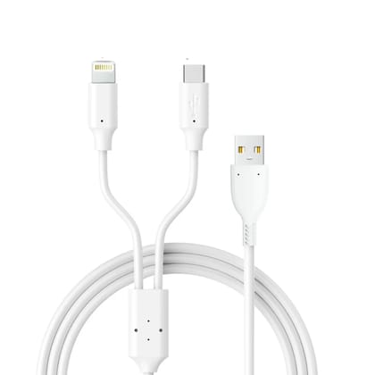 LA'FORTE 2 in 1 Pvc Soft and Superior Charging Cable 1.3 M (White) 1 Pcs