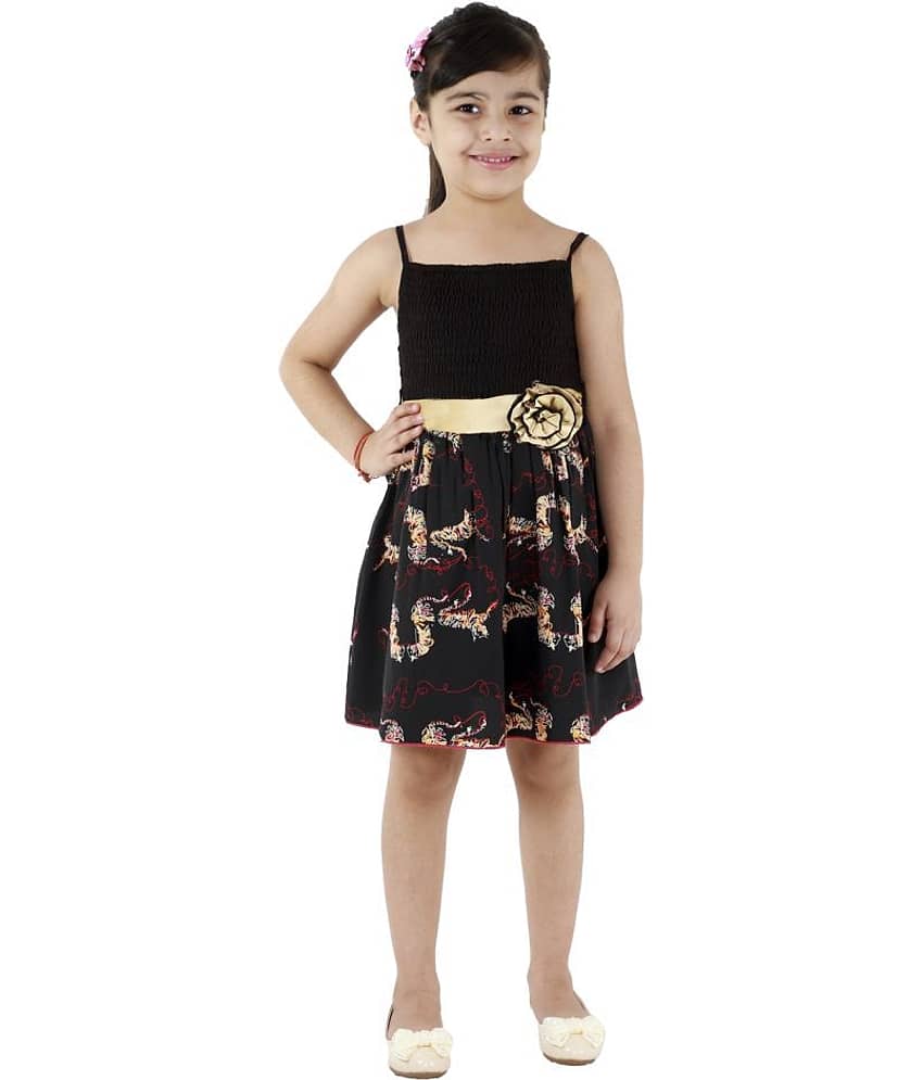 Kids Cave Crepe A-line For Girls ( Pack of 1 , Black )