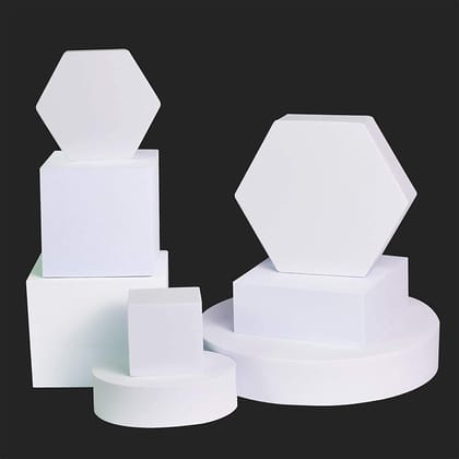 Royalkart Geometric Cube Photography Props Set, Hard Foam Perfect Setup Background Props for Product, Crafts, Lipstick, Jewellery, Cosmetics, Makeup Tools, Food (Pack of 8 - White) Royalkart Geometric Cube Photography Props Set, Hard Foam Perfect Setup B