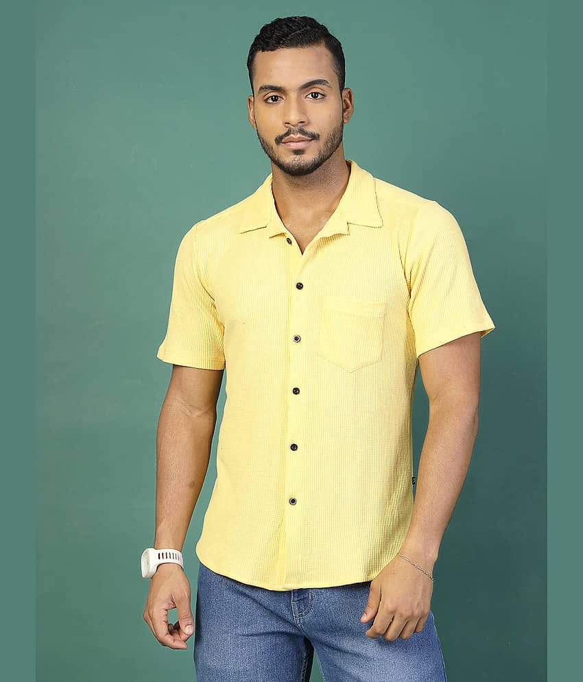 Rigo Cotton Blend Slim Fit Solids Half Sleeves Men's Casual Shirt - Yellow ( Pack of 1 )