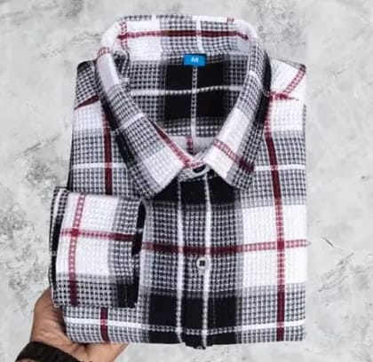 BASHUN Men's Stylish Big Checks Jute Cotton Shirt | Full Sleeves | Casual & Formal Wear