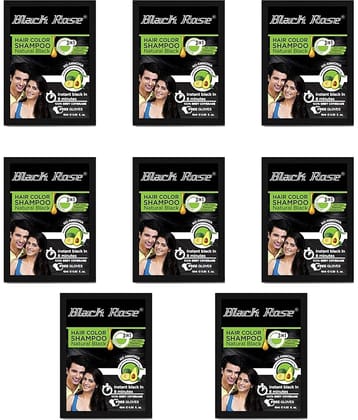 Black Rose Shampoo Hair Color Natural Black 3 in 1 Hair color,shampoo,conditioner 15ml(PACK OF 8)