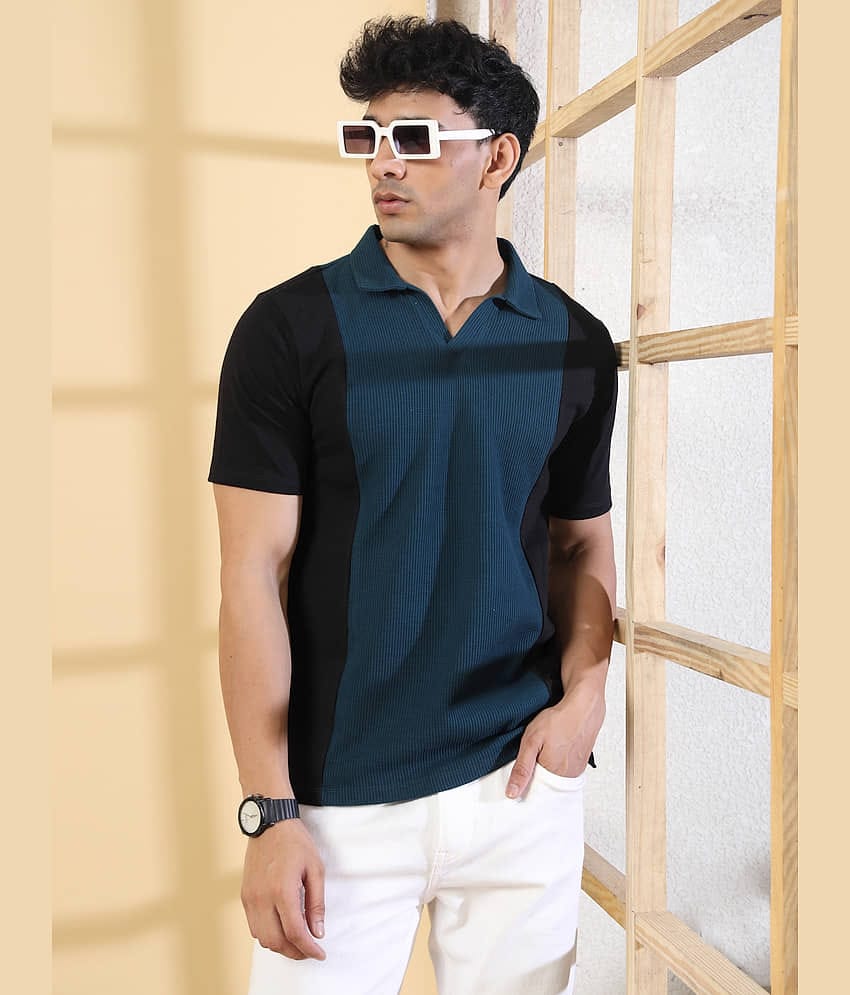 Rigo Men Cotton Blend Regular Fit Colorblock T-Shirt ( Sea Green )