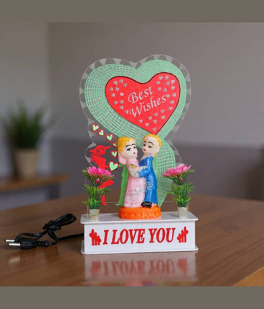 AWESOME CRAFT Romantic LED Couple Showpiece with Changing Lights | Best Wishes Acrylic Decorative Lamp | Cute Love Couple Figurine for Home Décor, Anniversary, Wedding & Valentine Gift