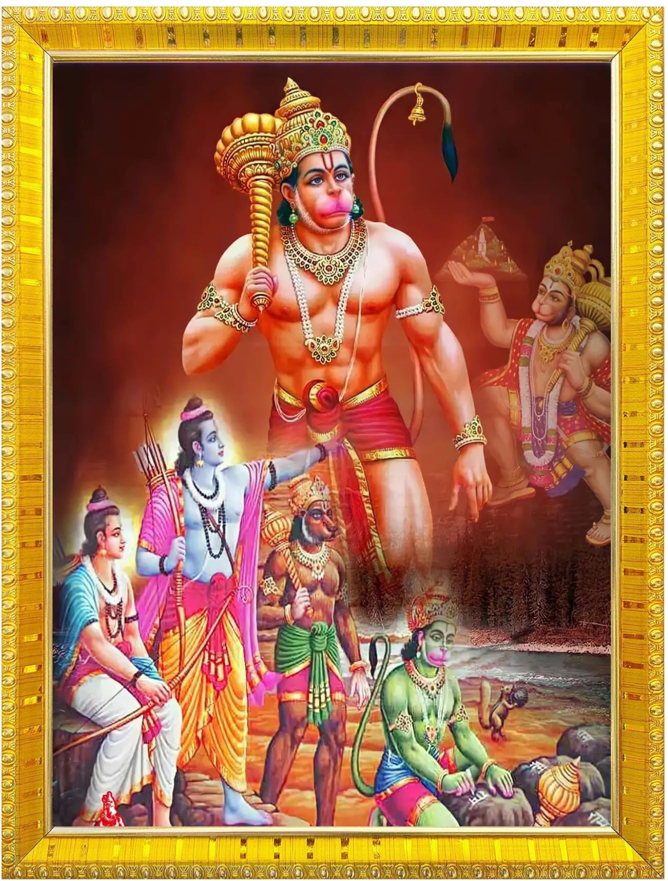 NOKKES Hanuman Bajrangbali Hanumanji Maruti Golden 5X7 Inch Photo Frame_AQW39